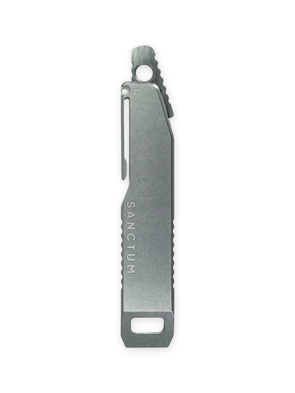 Titanium pry bar as a sheath for a compact pocket fixed blade